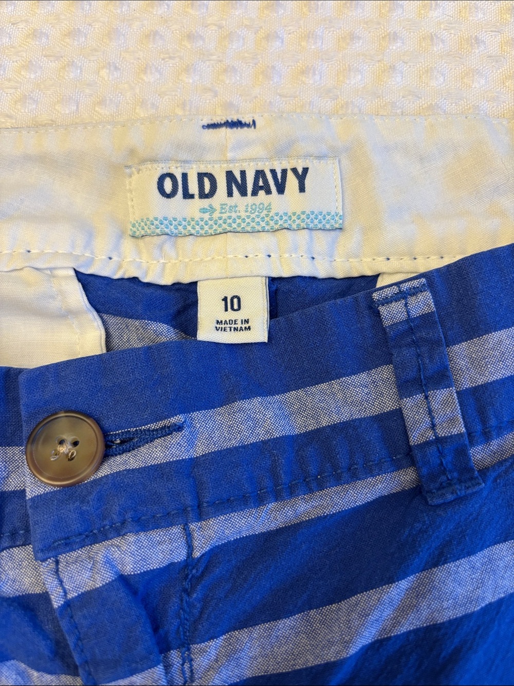 Old Navy Size 10 Royal & Light Blue Striped Shorts Classic Chino Preppy - Picture 10 of 14